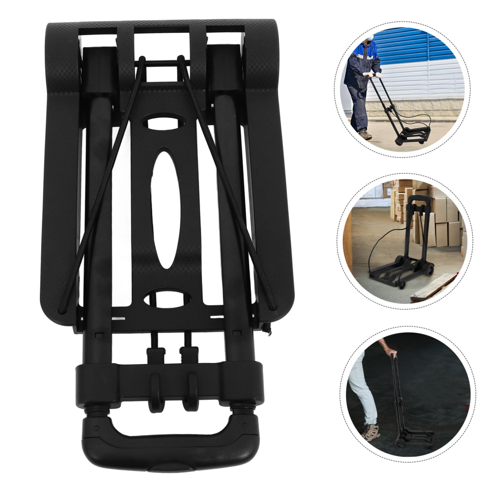 Carro de mano plegable – Pequeño negro con ruedas dobles compacto Dolly para transportar compras y viajes, ayuda de manejo de materiales