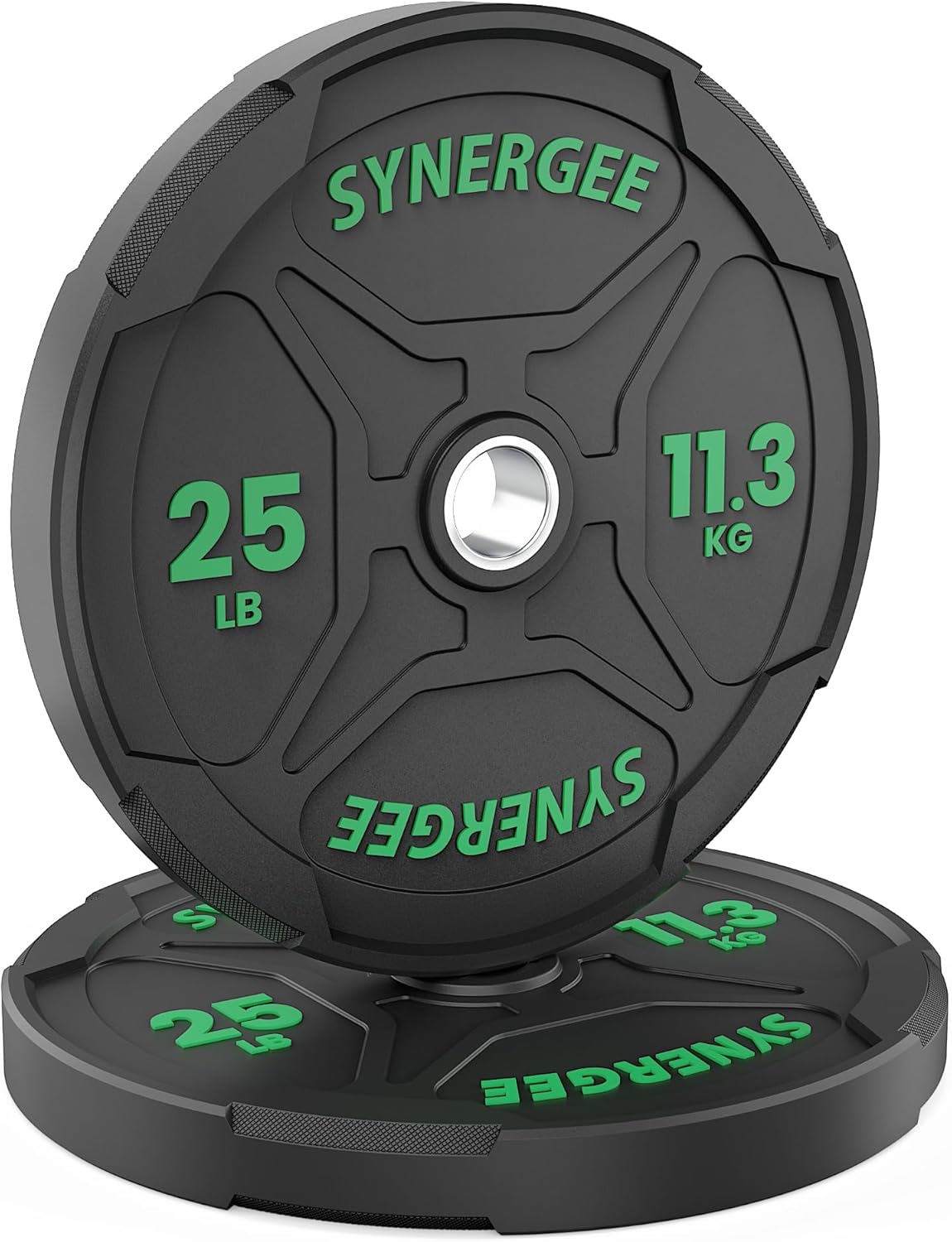 Synergee Bumper Plates – Durable Olympic Weight Plates, Low-Bounce Rubber for Strength Training, Powerlifting, and Functional Workouts.
