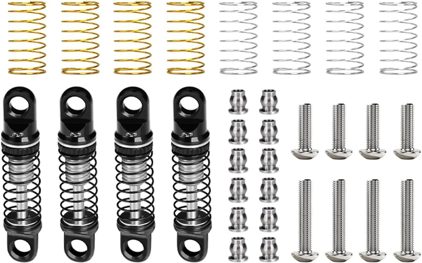 GPM for Axial SCX30 1/30 Ford Bronco & Jeep Wrangler JLU -Adjustable Alloy Shock Absorber Set (4pcs 22mm) Premium Quality Smooth Performance (Black)