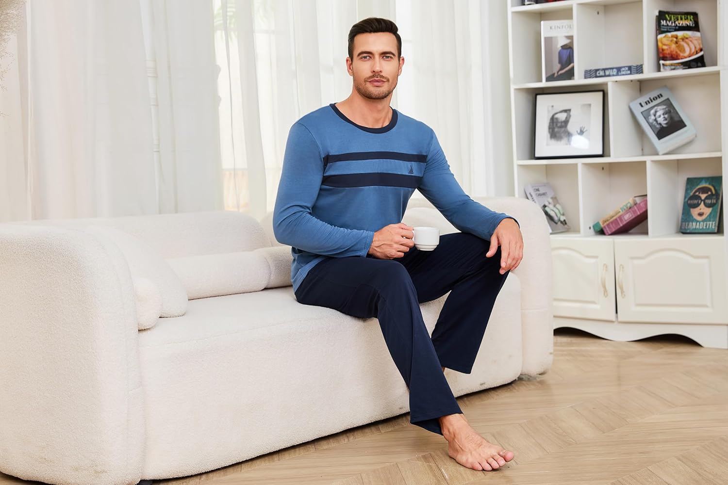 Ensemble Confortable Maison Pyjama Homme Hiver 95% Coton