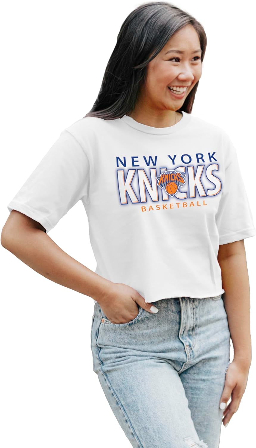 Blue 84 NBA Womens NBA Officially Licensed Women's Cropped T-Shirt White