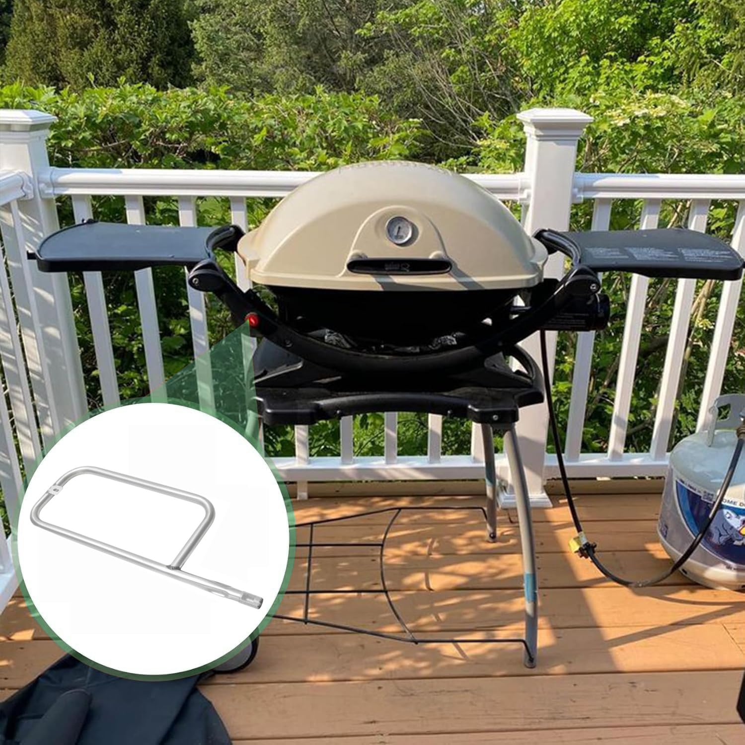 WELL GRILL 69956 bruciatore e griglia 7645 in ghisa per Weber Q200 Q220 Q2000 Q2200 Q2400 serie barbecue a gas, griglia in ghisa e bruciatore e accessori per accensione elettrica