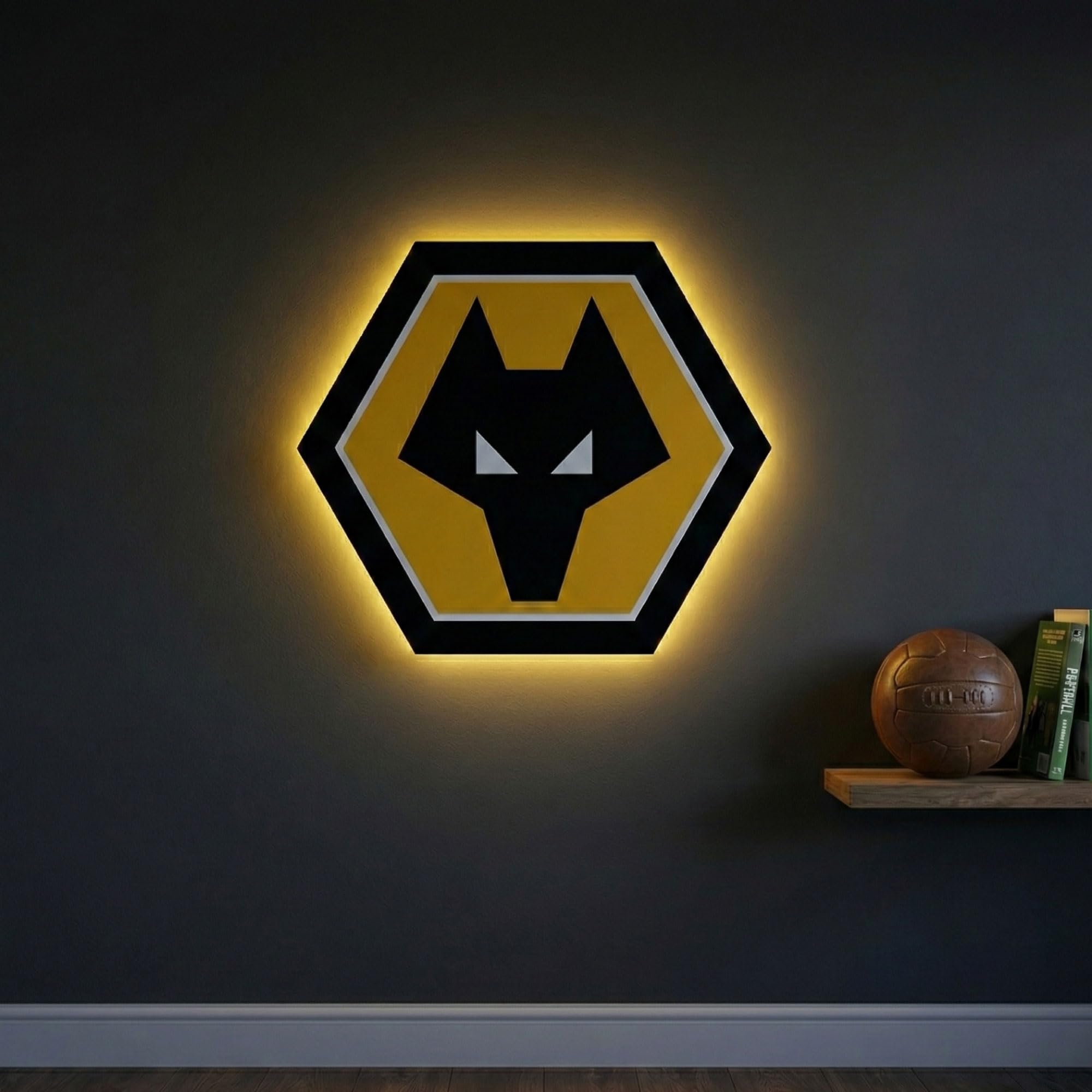 Themed Multicolour Wolverhampton Wanderers Fc Crest Led Backlit Wallpop