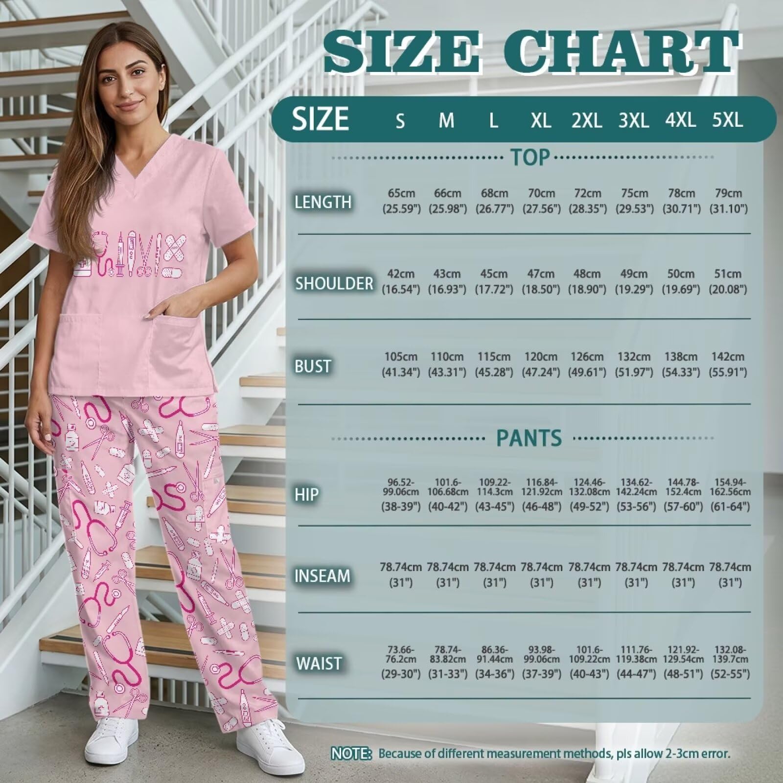 Zestaw narzędzi medycznych nadruk slim fit łatwa pielęgnacja medyczne peelingi dla kobiet personel medyczny CNA, odprowadzające wilgoć i oddychające
