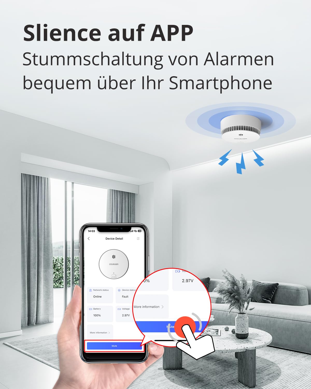Wisualarm Rauchmelder WLAN, Rauchmelder Smart kompatibel mit Wisualarm App, Feuermelder WiFi TÜV-Zertifiziert nach EN 14604 (WLAN 3 Stück)