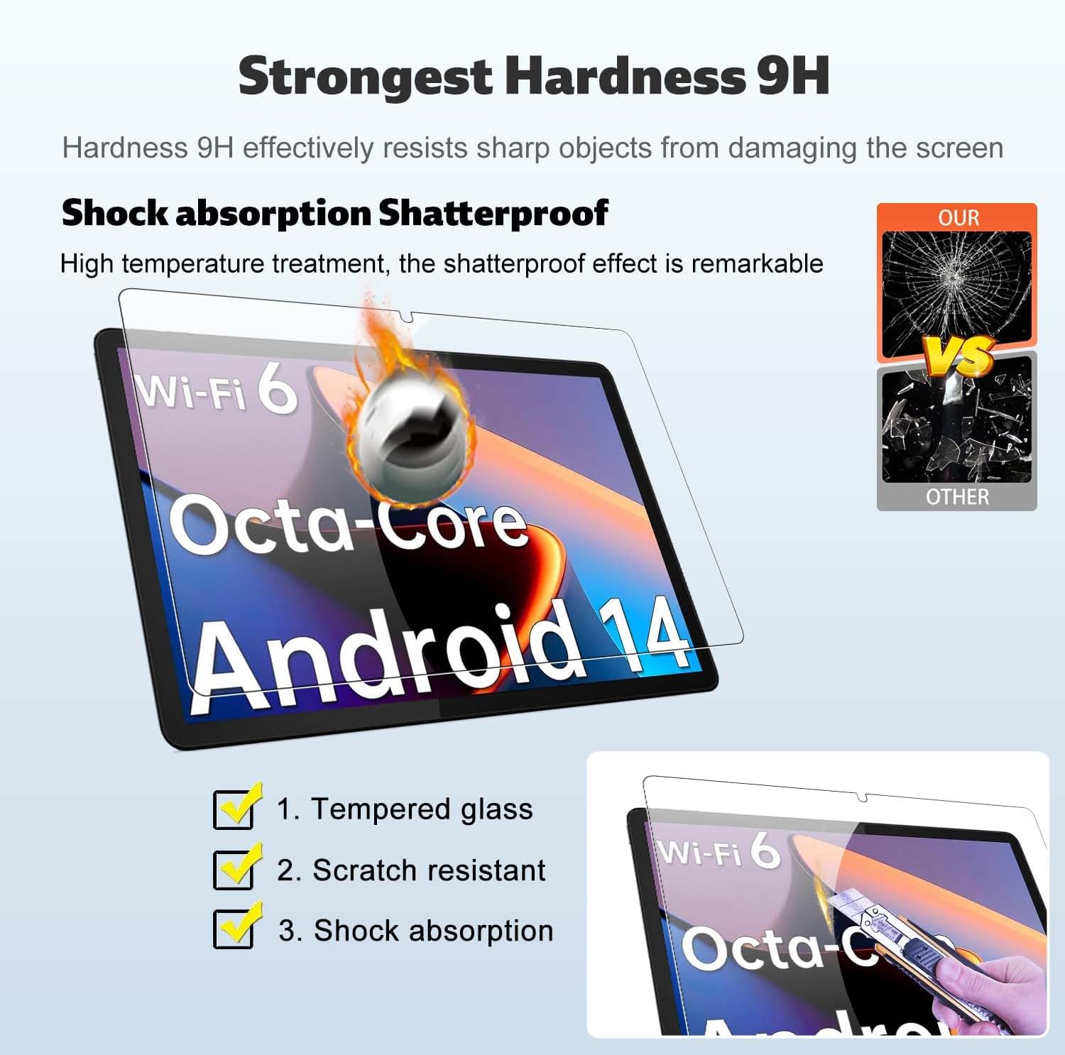 2-Pack Screen Protector for ApoloSign EM101A / CFVOCUY TS-EM101A 10.1 inch Tablet, Tempered Glass Tablet Screen Protector, 9 Hardness HD Clear Anti-Scratch Bubble-Free Protective Film image 3