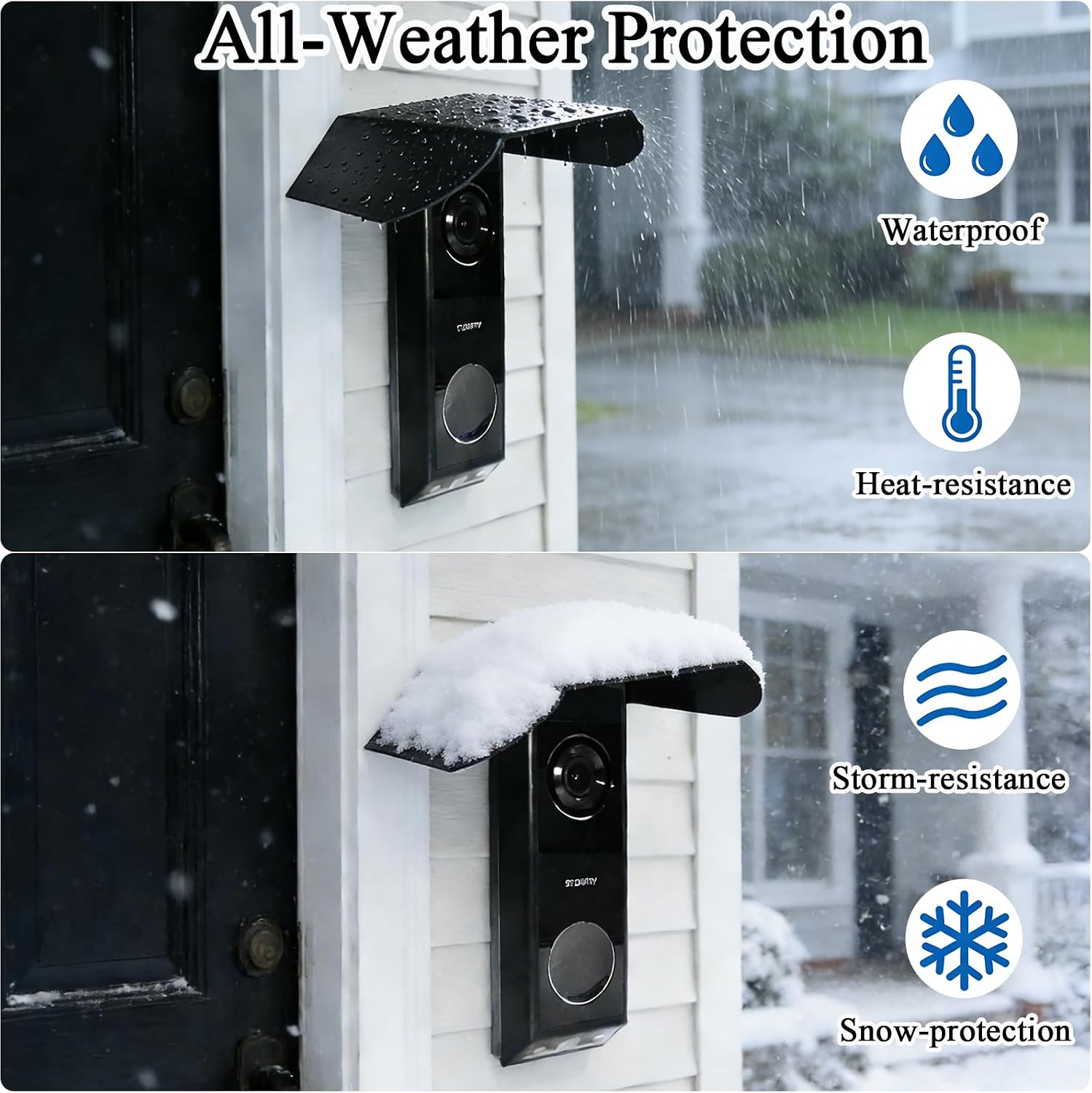 Universal Doorbell Rain Cover Compatible with eufy Video Doorbell E340/C31 | Compatible with eufy C30/S330/S220/2K,Stainless Steel Doorbell Cover Weatherproof, Anti-Glare Sun Shade Protection