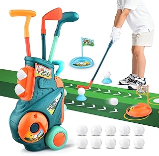 Toddler Golf Set with Putting Mat, Upgraded Kids Golf Cart with Shoulder Strap, Toddler