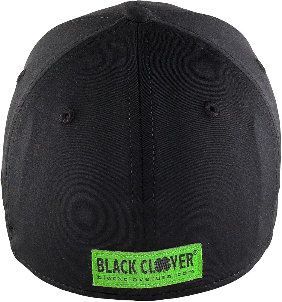 CLOVER♣️HEAD Black Clover Premium Clover 51 Flex Cap, Black/Lime, S/M at Amazon