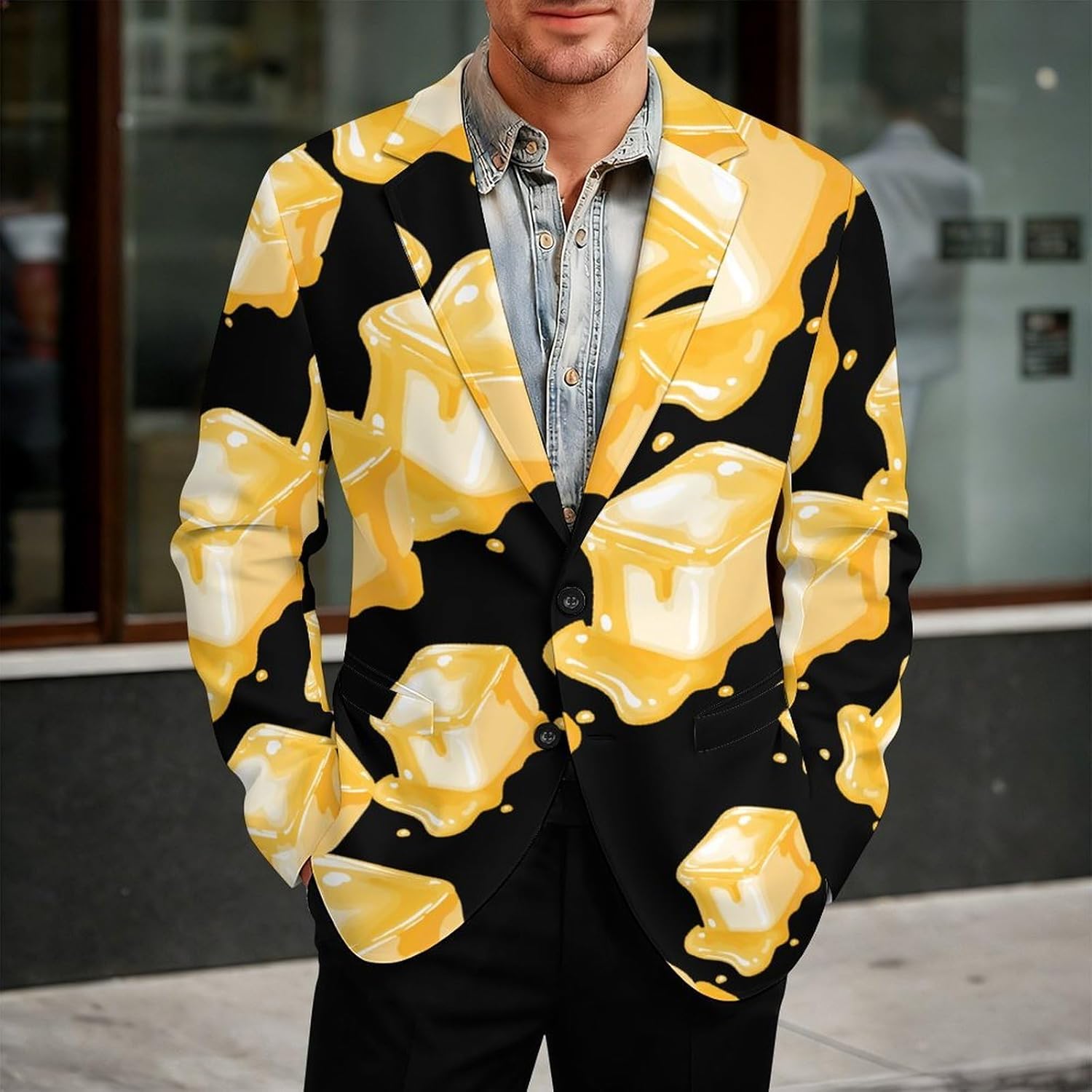 Melting Butter Mens Blazer Two Button Lightweight Sport Coats Suit Business Jacket