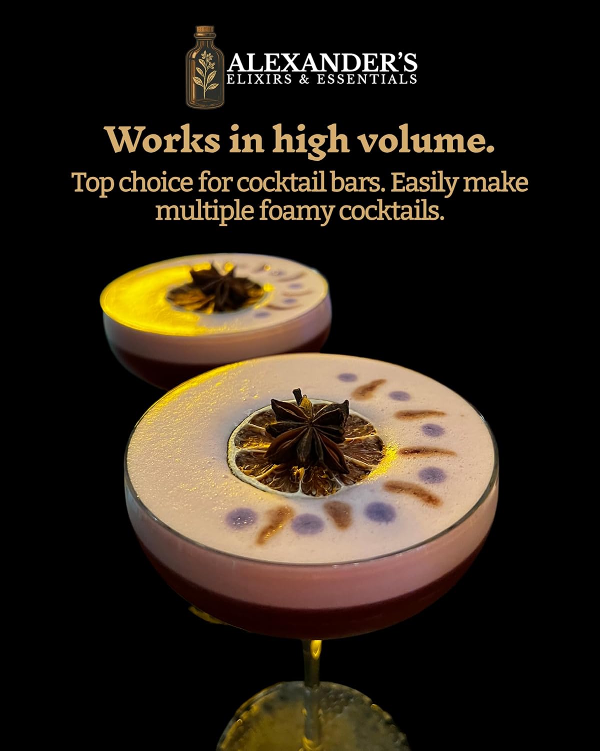Alexander's Original Cocktail Foamer | All Natural, Vegan-Friendly, Premium Cocktail Foamer | Botanical and Plant-Based Foamer for Professional Bartenders and Home Mixologists