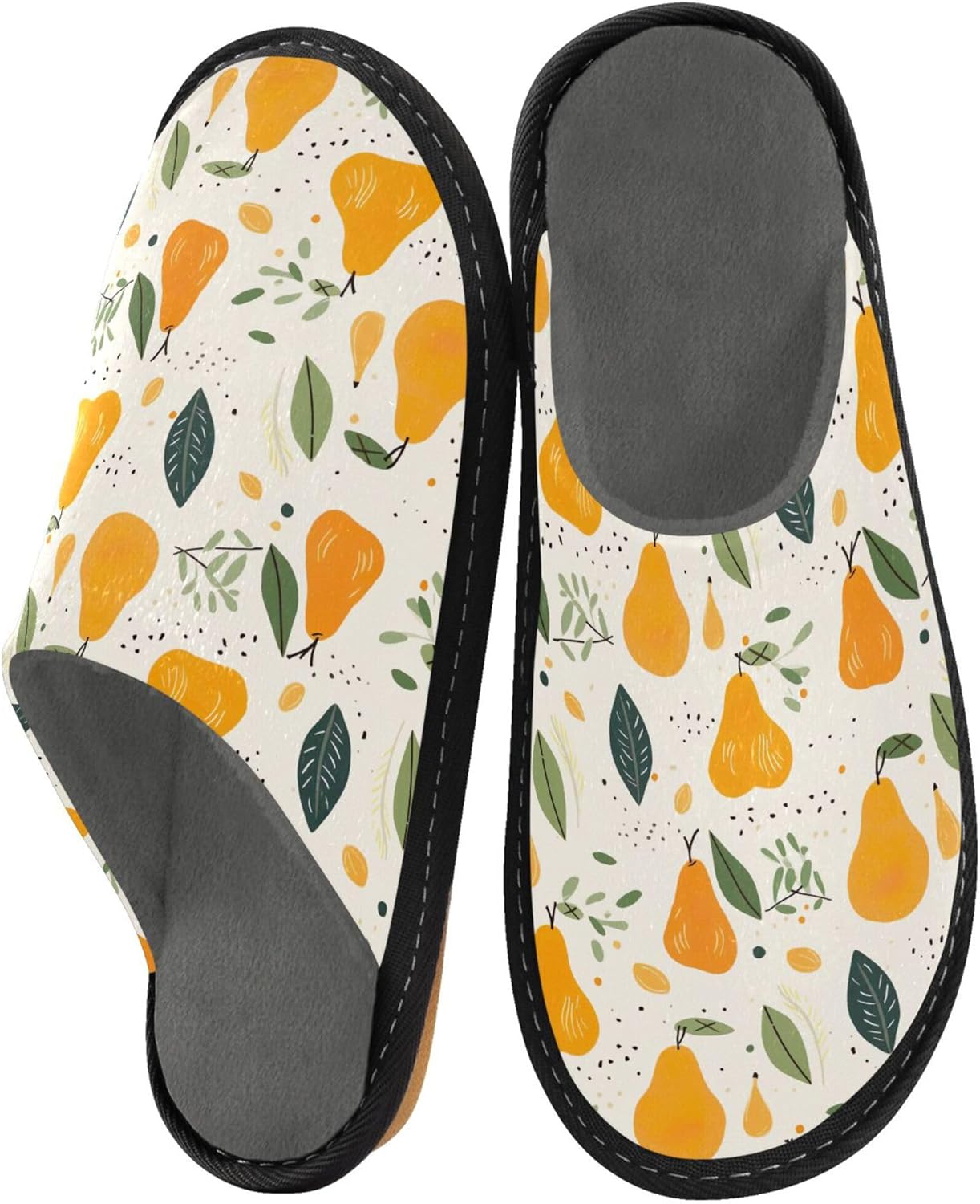 Pear Fruit House Slippers – Cozy Fuzzy Slippers for Guests, Washable & Disposable, Perfect for Shoeless Home, Spa & Hotel Use A112314