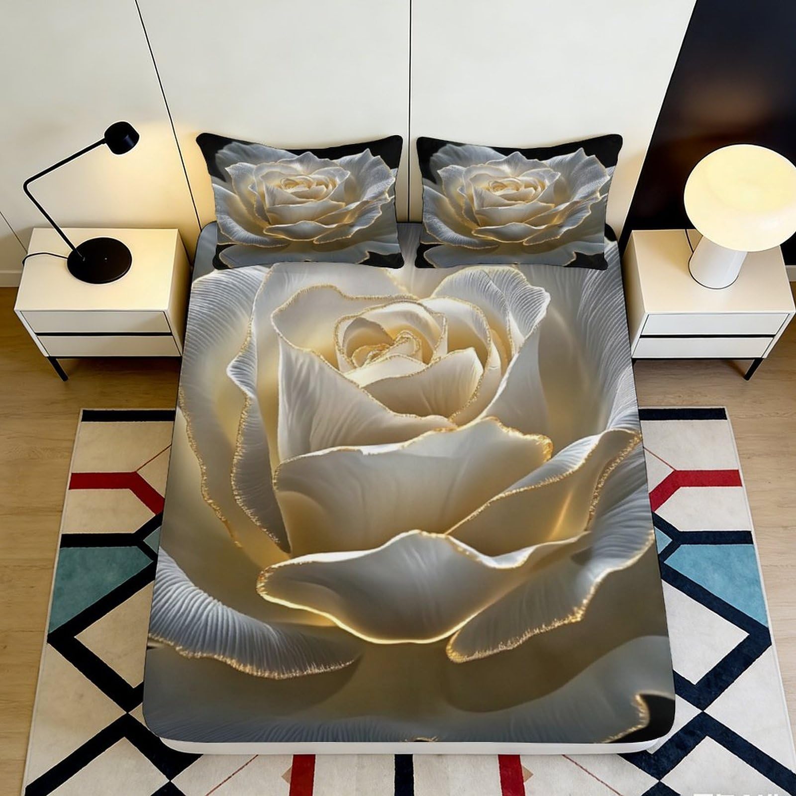 3D Printed Tree of Life Fitted Sheet Microfiber Deep Pocket Bedroom Bedding Set Tree of Life Mattress Fitted Cover Elastic Non-Slip Washable 140x200x25cm