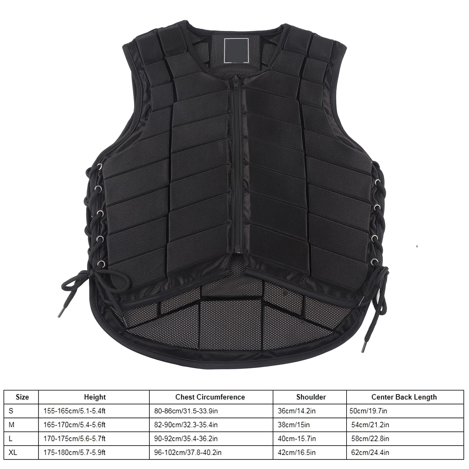 Chaleco Ecuestre para Adultos Cómodo Chaleco Protector para Montar a Caballo Equipo de Seguridad Deportes Ecuestres Nylon Negro Talla única