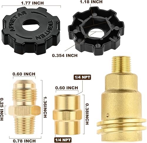 Miniatura 3 de QCC1&POL Kit adaptador de tanque de propano, adaptador de manguera de propano incluye acoplador NPT de 14 pulgadas x 14 pulgadas y conector macho de