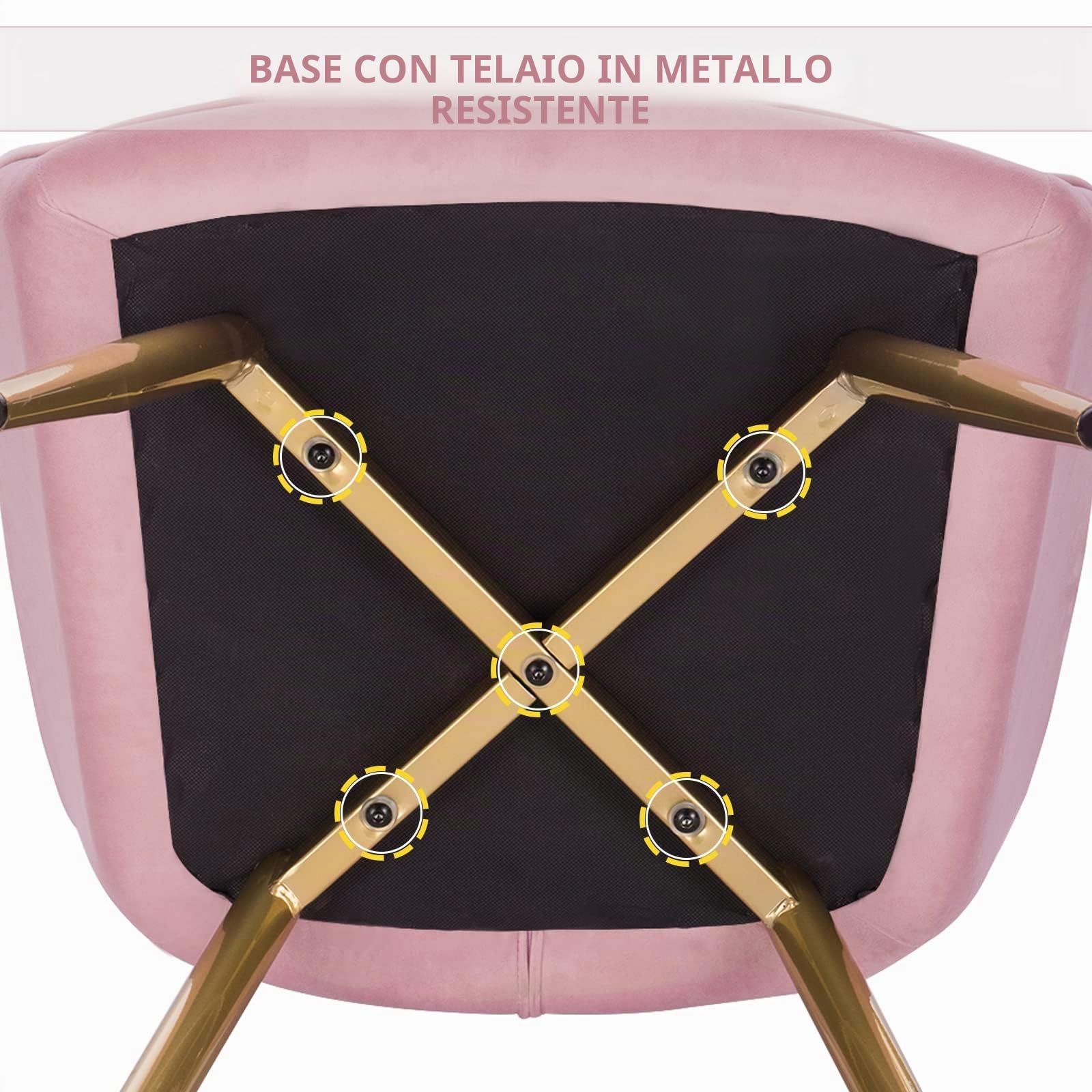 Lestarain 2 X Sedia Poltroncina da Sala Pranzo, Sedie Moderne da Cucina con Schienale e Braccioli, in Velluto, per Camera da Letto Soggiorno, Gambe Metalliche d'Oro Rosa