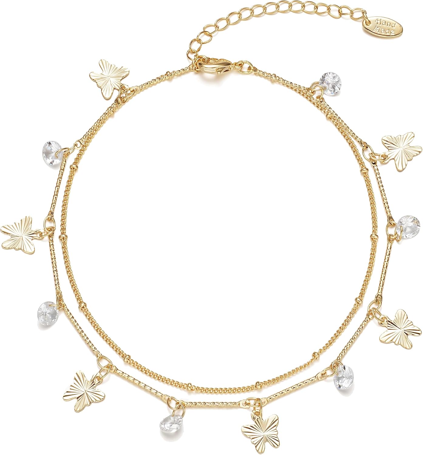 Ankle Bracelets for Women 14K Gold Plated CZ Anklet for Women Waterproof | Dainty Layered Summer Beach Foot Jewelry for Women