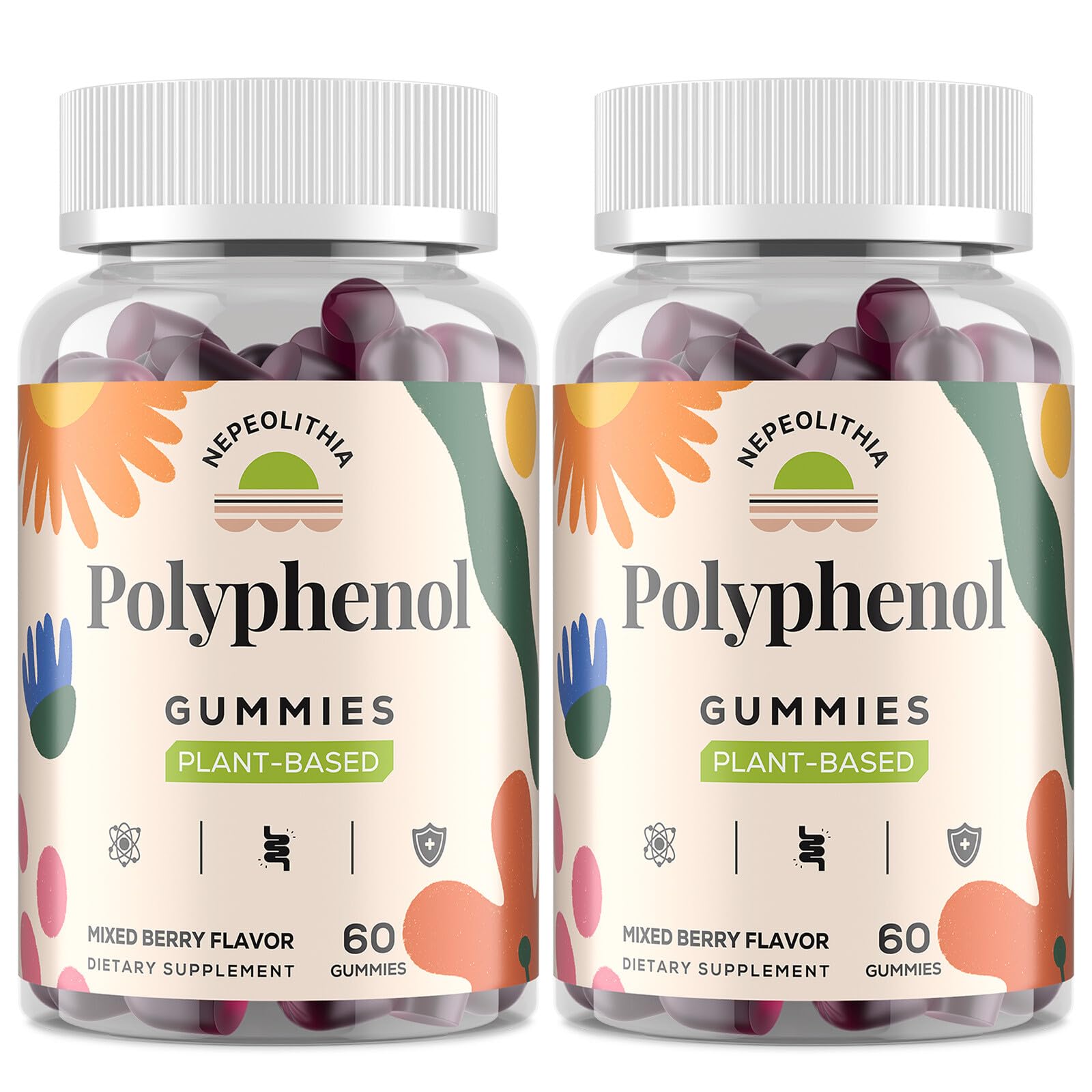 Polyphenol Gummies, Superfood Blend, Mixed Berry Flavor, 120 Gummies 60 Count (Pack of 2)