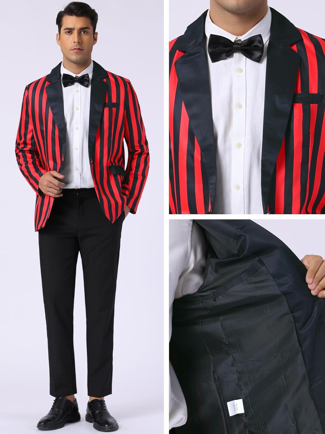 Lars Amadeus Striped Blazer for Men's Color Block Suit Jacket Business Stripes Sports Coats - Image 4