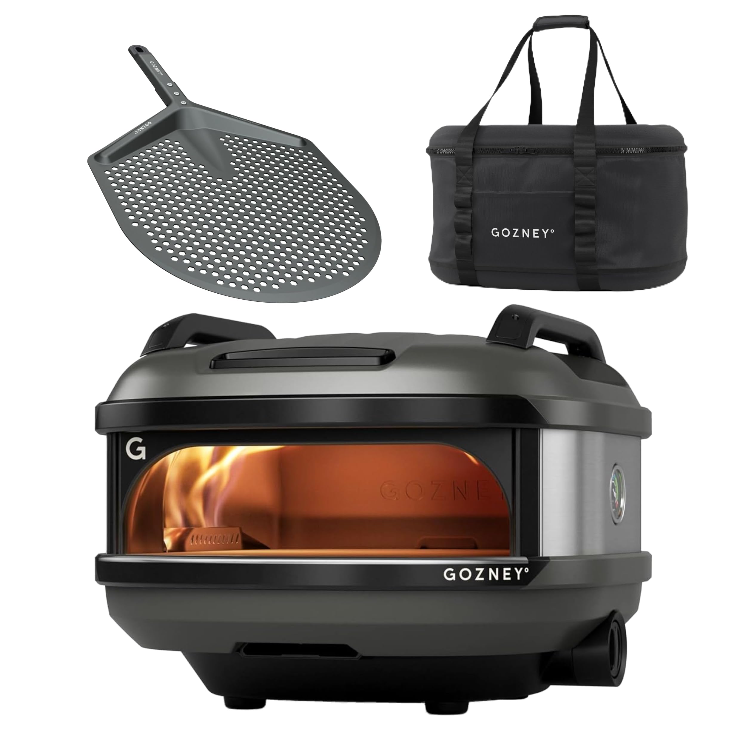 GozneyTread Portable Pizza Oven, Off Black, Propane Gas, makes 12" pizza & Tread Venture Bag & Venture Placement Peel for 12" Pizzas, Designed for Tread Oven & Work W/All Gozney Ovens, 100% Aluminum