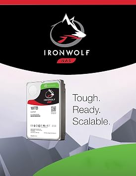 محرك الأقراص الصلبة الداخلي Seagate IronWolf 10Tb NAS HDD مقاس 3.5 بوصة SATA 6GB/S 7200 دورة في الدقيقة ذاكرة تخزين مؤقت 256 ميجابايت للتخزين المتصل بشبكة Raid (ST10000VN0004)