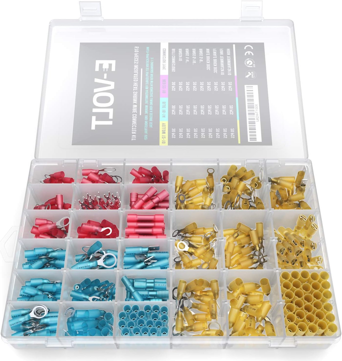 Onе-Dау Sаlе: Uр tо 50% оƒƒ Heat Shrink Wire Connectors Kit: 570 PC Variety of Waterproof Electrical Crimp Terminals - Automotive & Marine Use. Adhesive Lined Tubing In Red Blue Yellow Butt Fork Hook Ring & Quick Disconnects Set