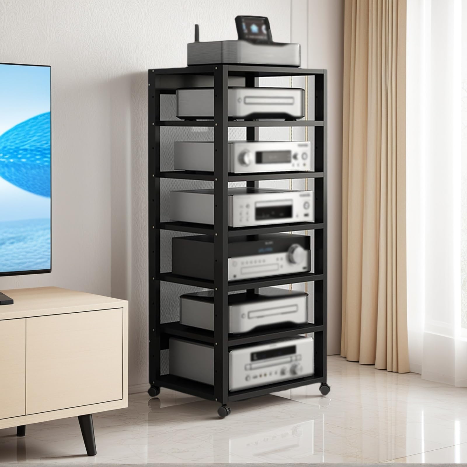 Support multimédia AV réglable pour éviter la surchauffe des consoles et DVD