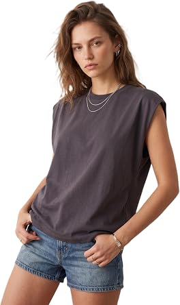 elemge%100 Pamuk S prem Tok Kuma  Kad n Oversize T-Shirt Geni  Omuzlu D k ml  Kolsuz Bol Kal p Premium Basic Ti rt
