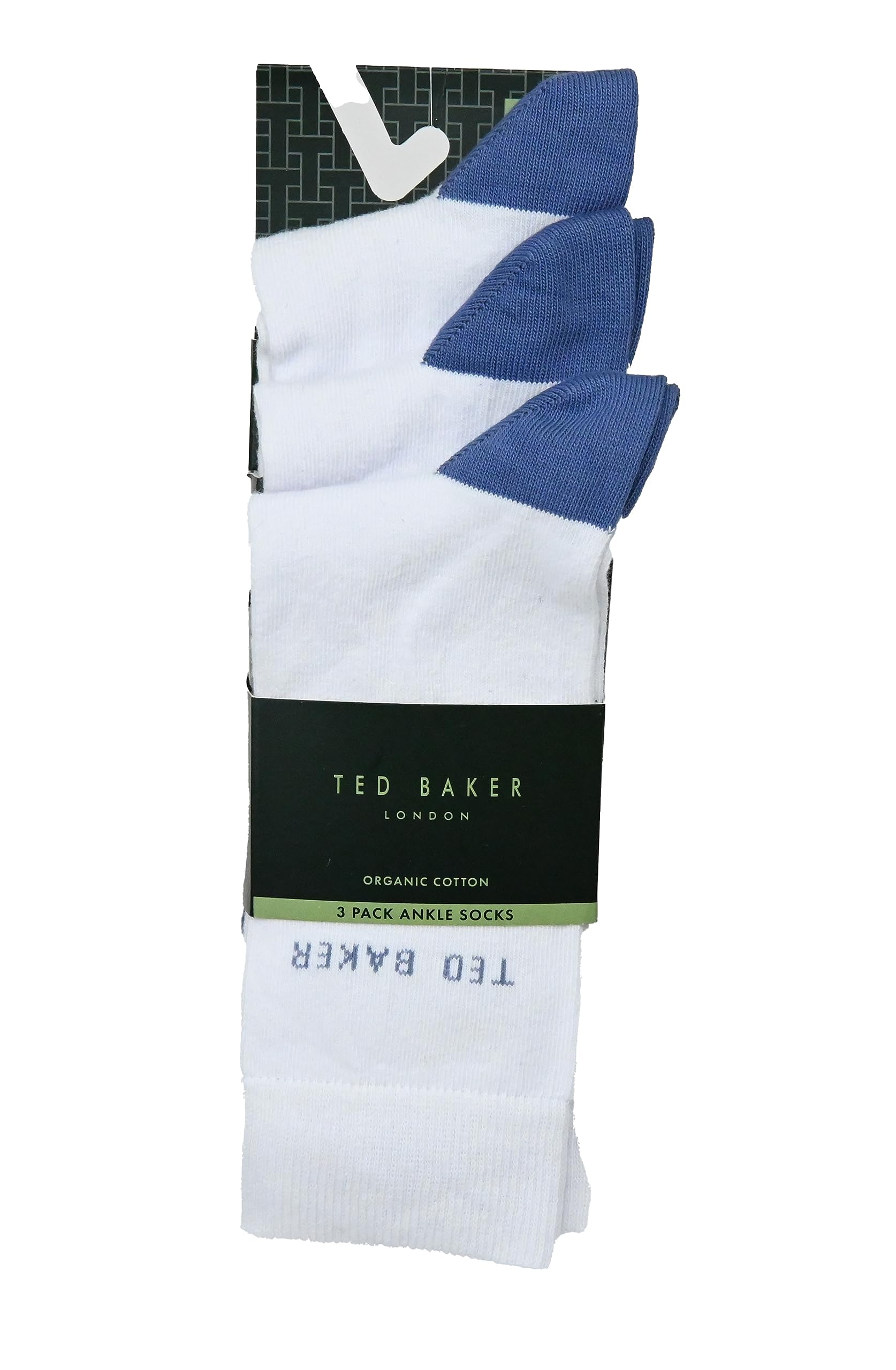 Ted Baker London Mens Unisex Whitess Three Pair Pack of Cotton Socks One Size in White
