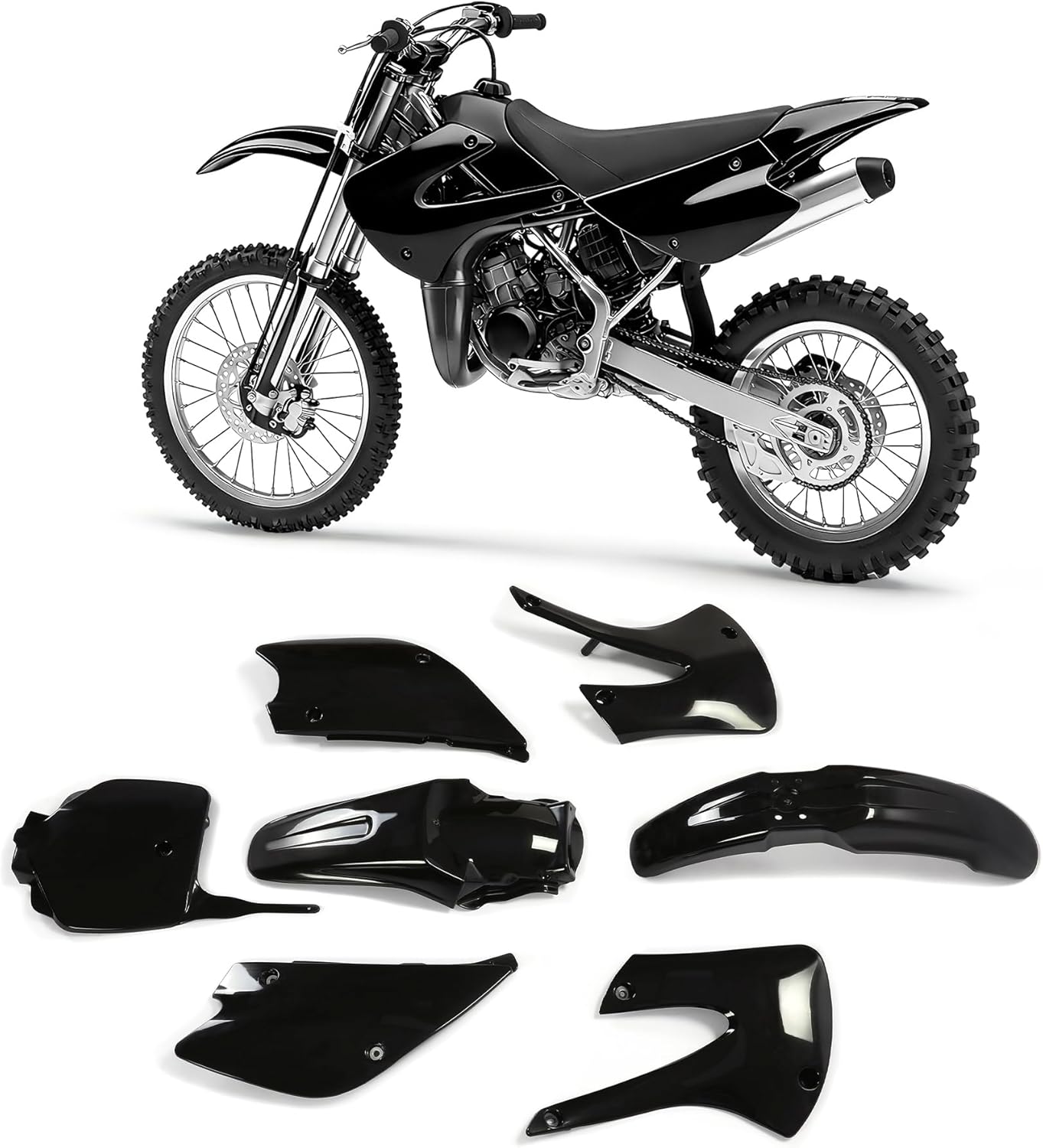 ALMULOO Plastic Kit Bodywork Compatible with 2001-2013 Kawasaki KX100 KX85 Plastic Black