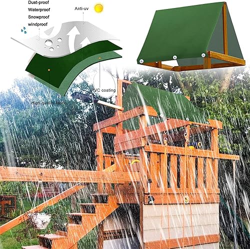 Miniatura 4 de Repuesto de toldo para columpio de 43 x 90 pulgadas, repuesto de lona de juego, lona impermeable, funda de repuesto de lona a prueba de parasol para