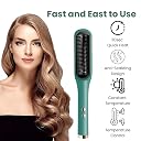 PARYAVARAN Professional Hair Straightener Comb, 5 Temperature PTC Fast Heating Electric Comb Straightener for Women and Men, Ceramic Hair Styler Machine Suction Cup, Green gallery image