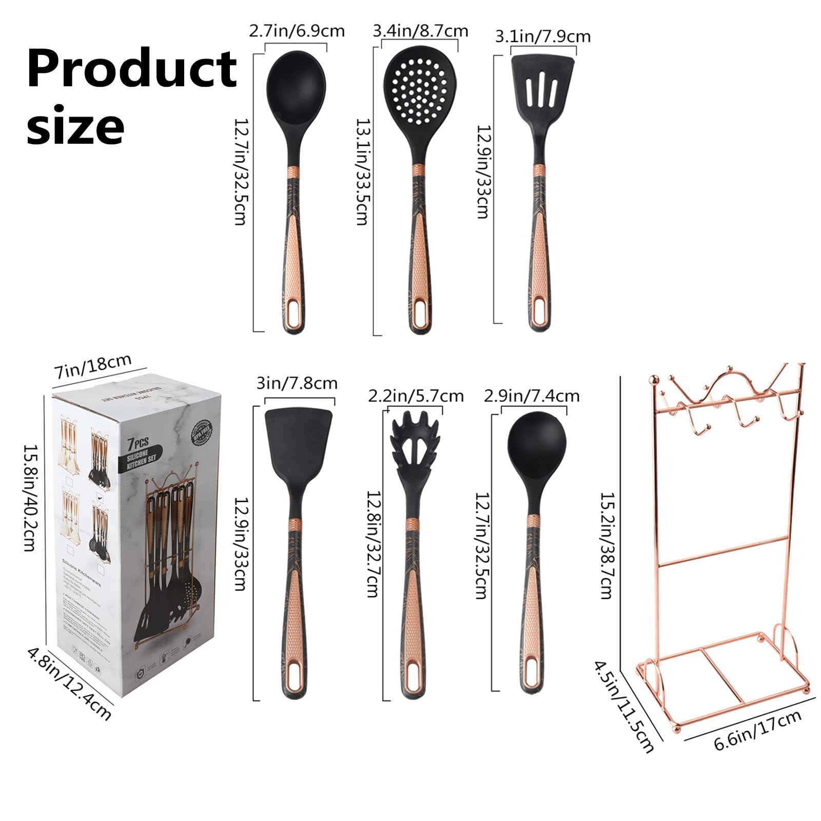 7 Stücke Küchen Kochutensilien Set, Silikon Küchenhelfer Set Mit Utensilienhalter, Hitzebeständiger Kochbesteck Set, Spülmaschinenfest, Antihaftbeschichtete,White