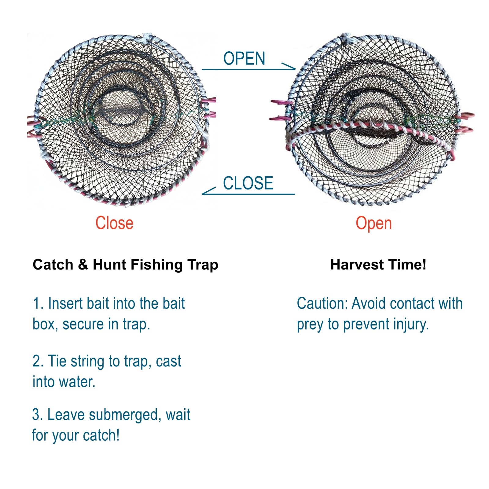 Piège à crabe pliable – Panier à poisson polyvalent pour crabes, crabes, crevettes, écrevisses, écrevisses, facile à appâter et à ranger