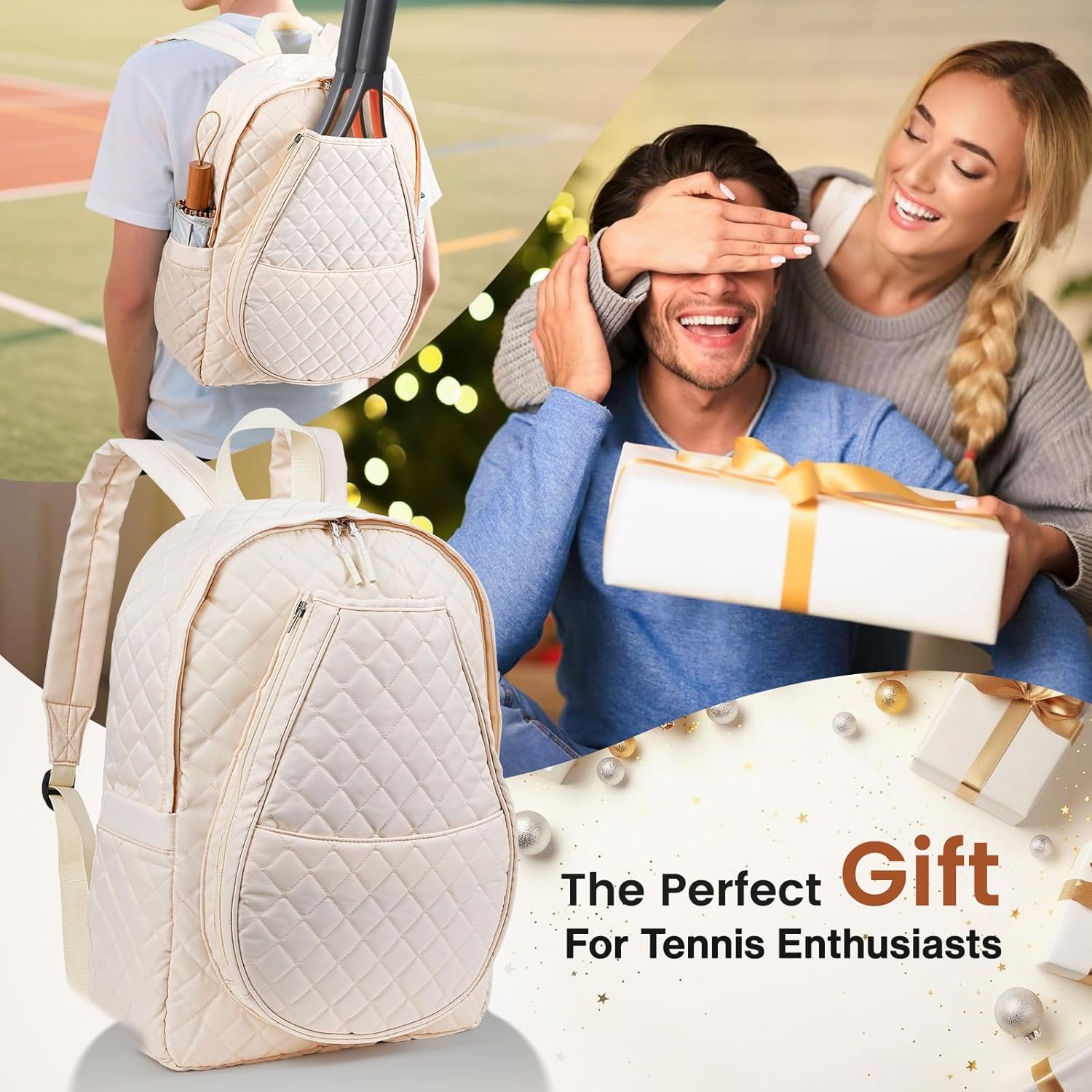 Number-one Tennis Bags, Professional Tennis Backpack Holds 2 Rackets with Two Water Bottle Pockets Lightweight Racket Backpack Suitable for Badminton Pickleball Racquetball for Men Women