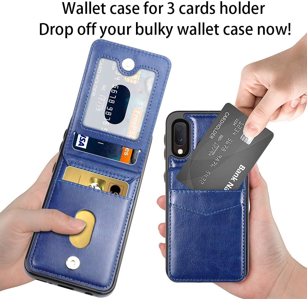 LakiBeibi Samsung Galaxy A10E Case, Dual Layer Lightweight Premium PU Leather Samsung A10E Case Wallet with Card Holders Magnetic Lock Flip Phone Case for Samsung Galaxy A10E (2020), Blue