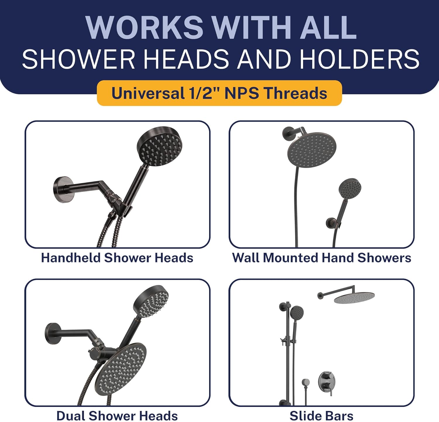 HammerHead Showers Solid Metal Shower Hose Attachment for Showerhead, Extra-Long 72-Inch Universal Replacement Hose for Hand held Shower, Oil Rubbed Bronze