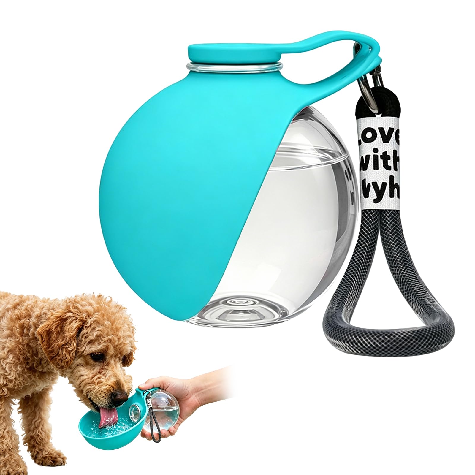 Viilich 2-in-1 Portable Dog Water Bottle for Travel, Foldable Silicone Bowl and Dog Travel Water Bottle, 10oz/285ml Leak-Proof Pet Drink Dispenser for Walking, Road Trips and Hiking