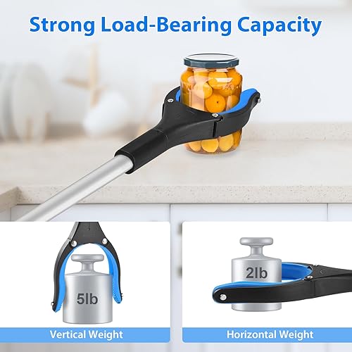 Vista 4 de Herramienta de agarre de 34 pulgadas, paquete de 2 herramientas de recogida plegables con mandíbula giratoria de 360° e imanes, herramienta