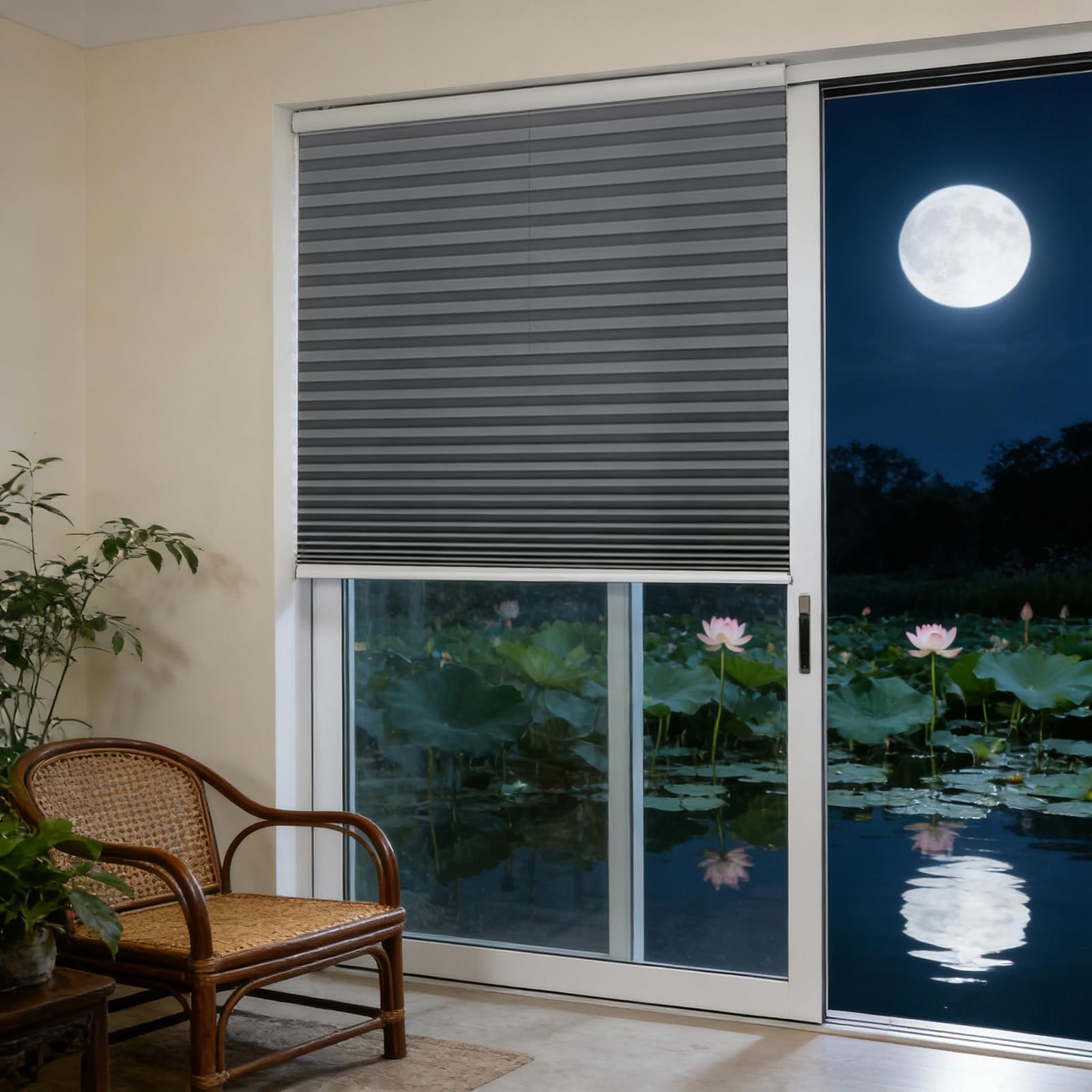 Persiana veneciana gris de 77 x 110 cm impermeable con sujeción por pinzas para ventanas de casa