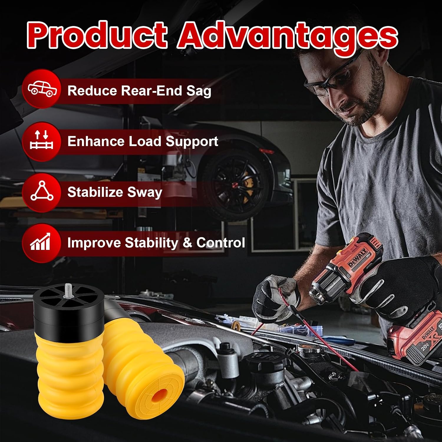 2PCS Rear Air Suspension Helper Spring Compatible with Dodge RAM ProMaster 1500 2500 3500 2014-2020 Air Helper Spring Kit Left & Right, 2Pcs Yellow Replace# SSR-313-54 SSR31354 313-54 31354