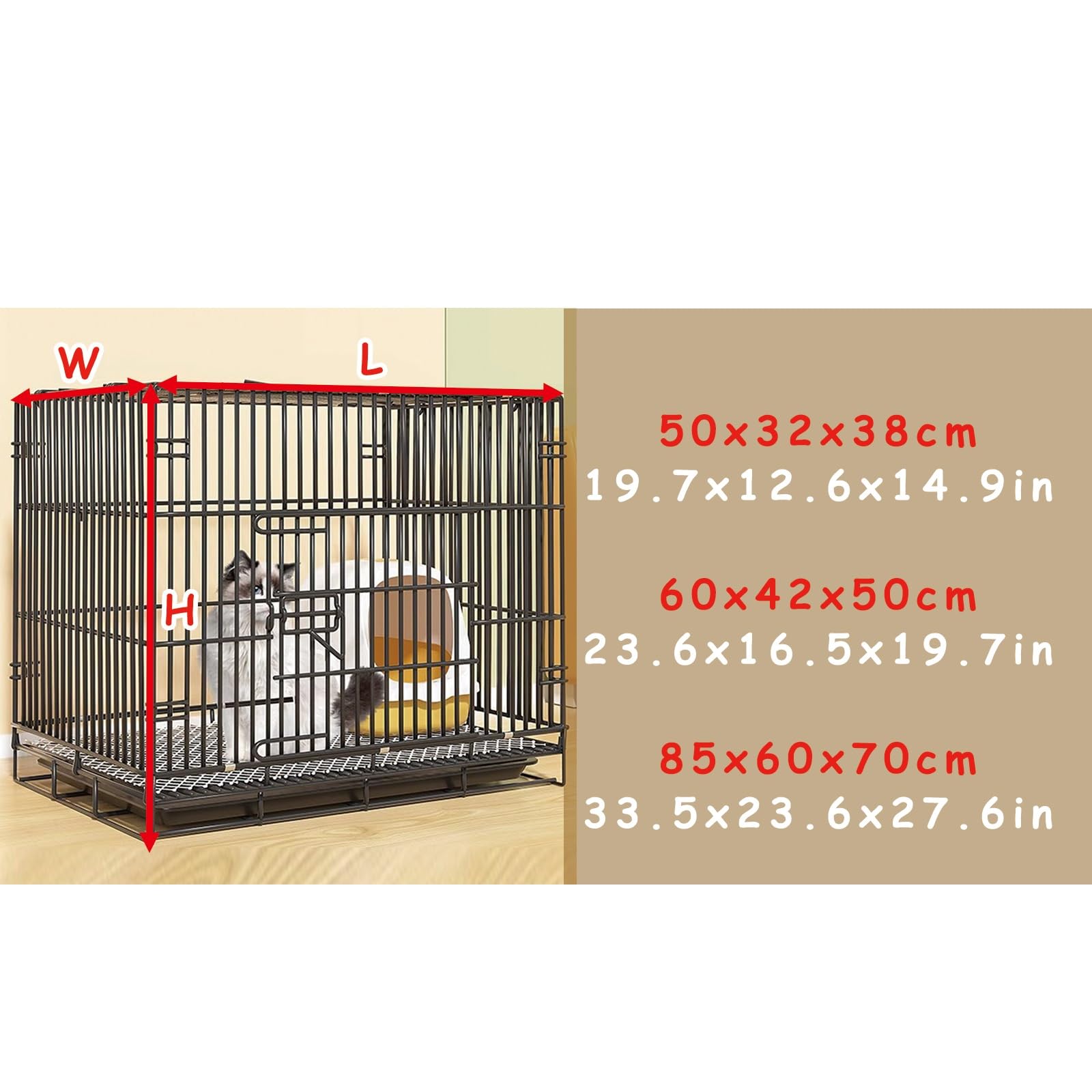 Gabbia per Gatti da Interno Casa Pieghevole in Filo Metallico Casa per Gatti da Viaggio Campeggio Facile da Trasportare Recinzione per Gatti Adatta per Uno o Due Gatti Gabbia per Porcellini