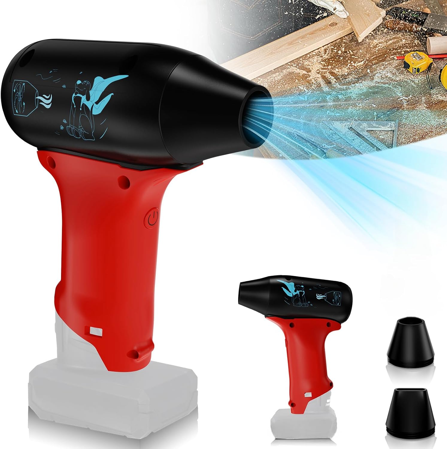 Mini Jet Dry Blower Fan for Milwaukee M12 12V Lithium Battery, 130000 RPM 3 Adjustable Wind Speeds Rechargeable Cordless Jet Fan Blower for Drying, Cleaning (Battery not Included)