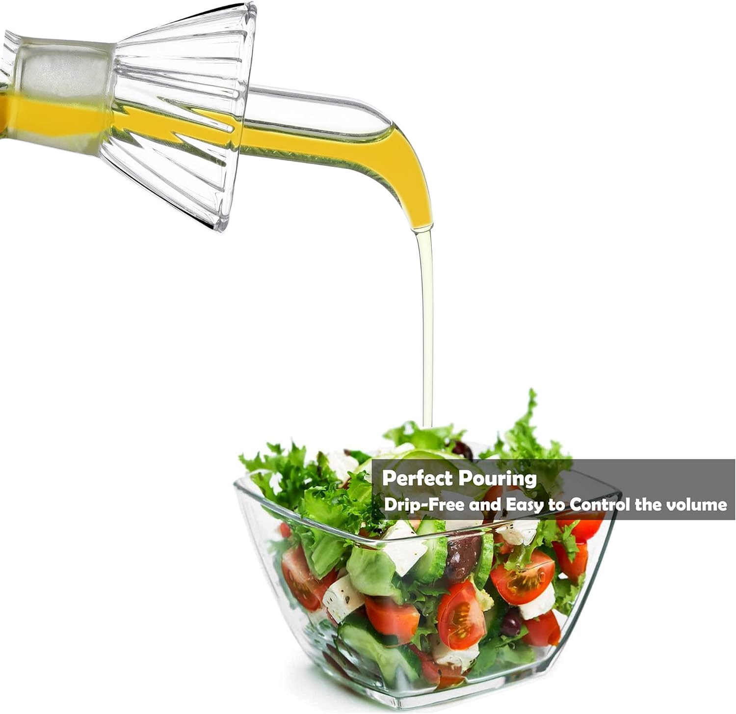 HAIZEEN 16 oz/480ml Non-Drip Olive Oil Dispenser Bottle 100% Glass Oil Carafe Decanter for Kitchen Oil & Vinegar Cruet for Cooking & BBQ - Image 3