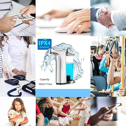 Miniatura 2 de Dispensador automático de jabón sin contacto de 17 oz16.9 fl oz, juego de 2 dispensadores de jabón líquido, dispensadores de encimera de batería con