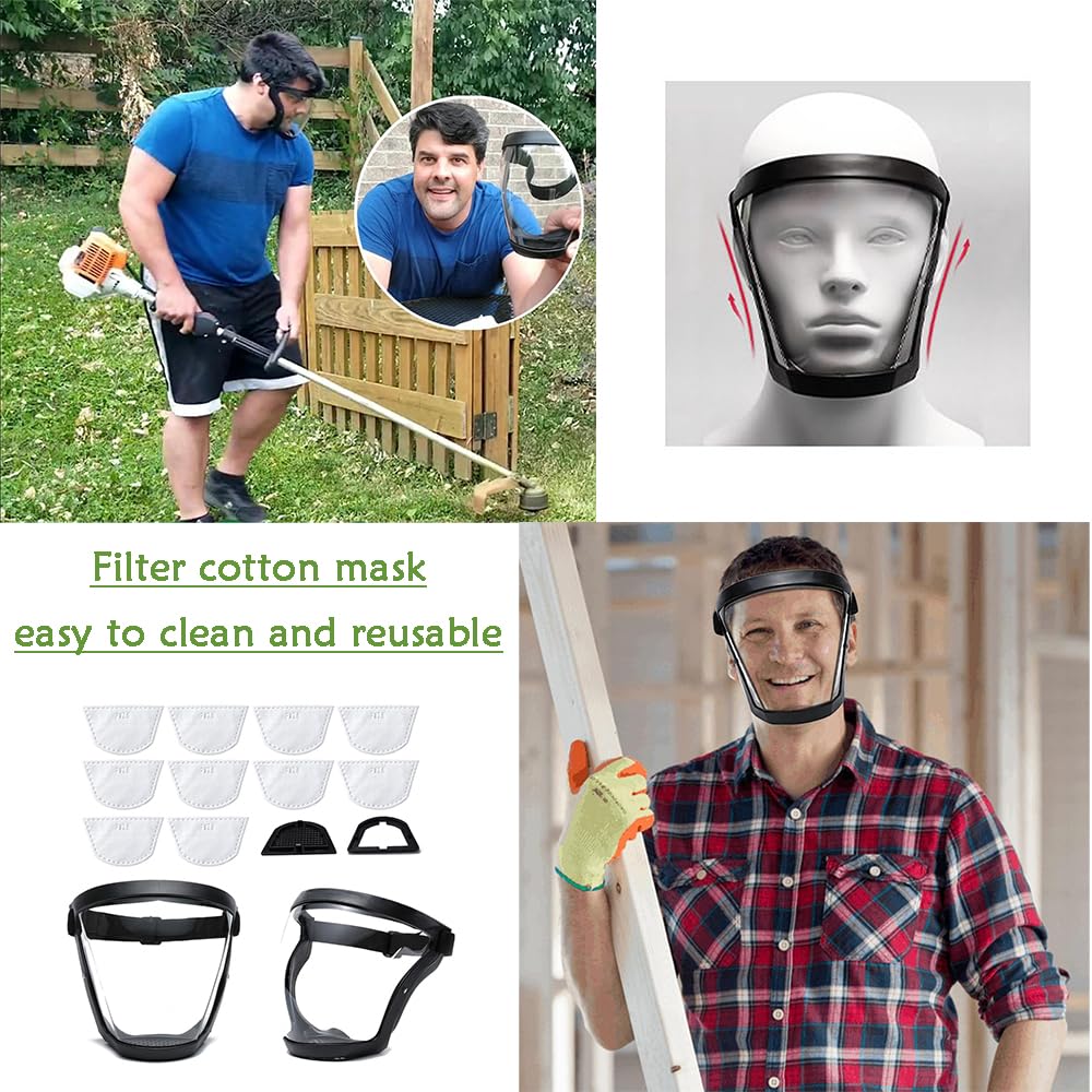 2 mascarillas protectoras,Mascarilla protectora completa,Mascarilla transparente para adultos,Mascarilla reutilizable con 10 piezas de filtro de algodón,fácil de reemplazar