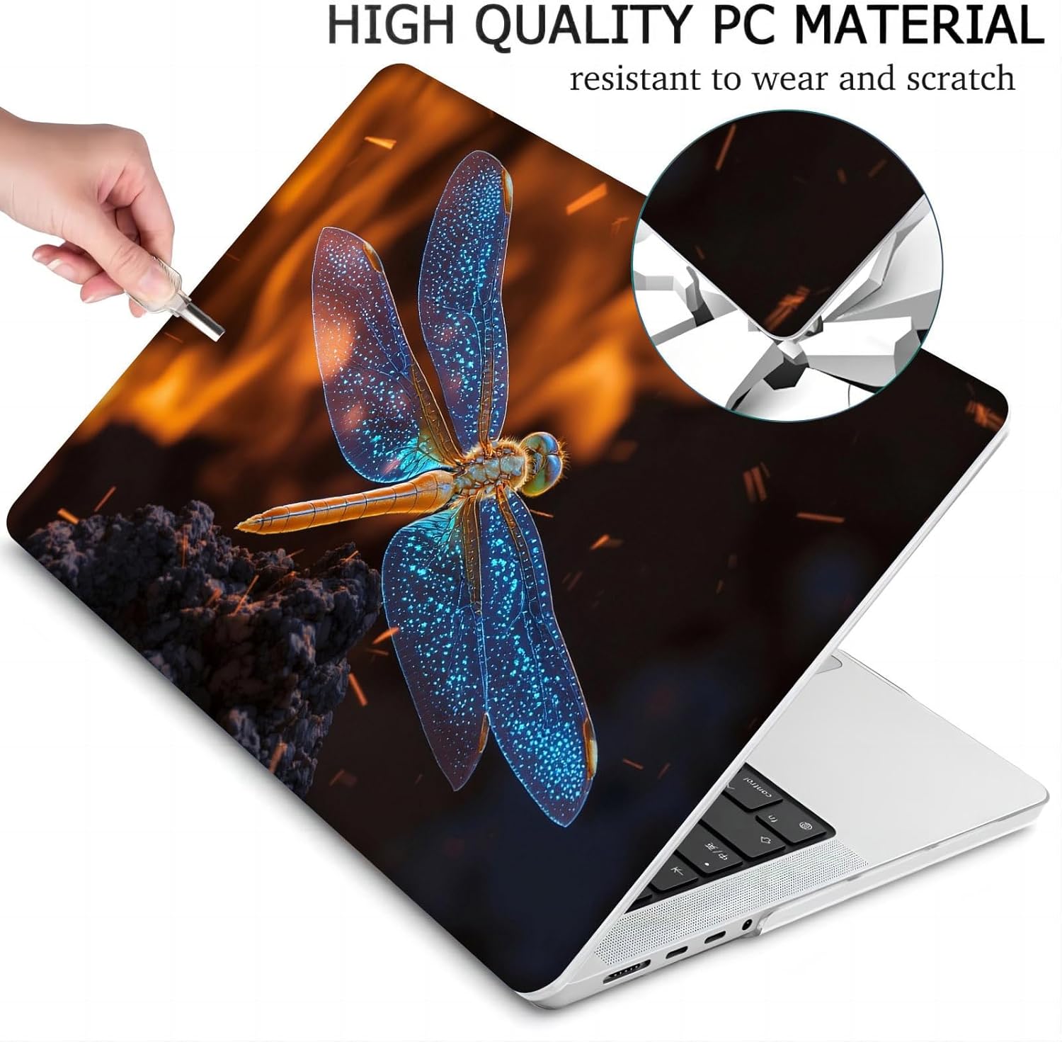 Compatible with MacBook Neo 13-inch, Hard Shell Case with Keyboard Cover and Screen Protector (A3404 A18 Pro chip, 2026 Release) - Dragonflies MC22887