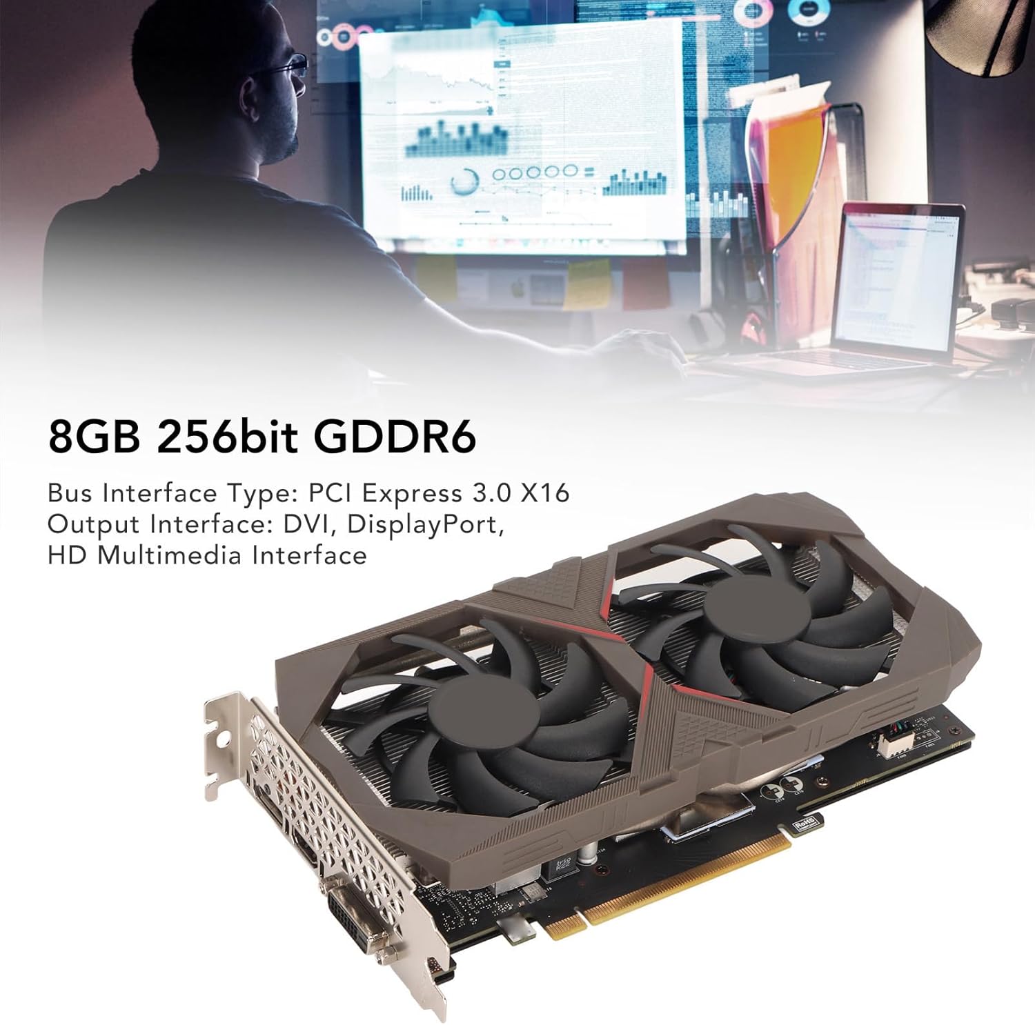 Desktop Graphics Card, RTX2060 Super 8GB GDDR6 256bit, 1650MHz GPU 14000MHz Memory Clock, Dual Cooling Fan, for Gaming Video, DVI DisplayPort HD PCI Express 3.0 - Image 4