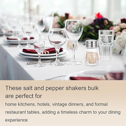 Miniatura 4 de Thinp 6 mini saleros y pimenteros de cristal con tapas de acero inoxidable y 1 mini embudos de acero inoxidable para cocina, restaurantes, bodas y