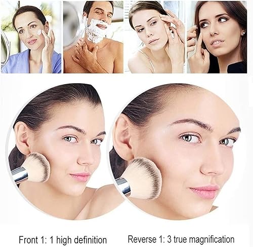 Miniatura 6 de DHAEY Espejo de maquillaje montado en la pared Baño de cobre Espejo de maquillaje de 6 pulgadas Espejo de belleza giratorio de doble cara Lupa de 3